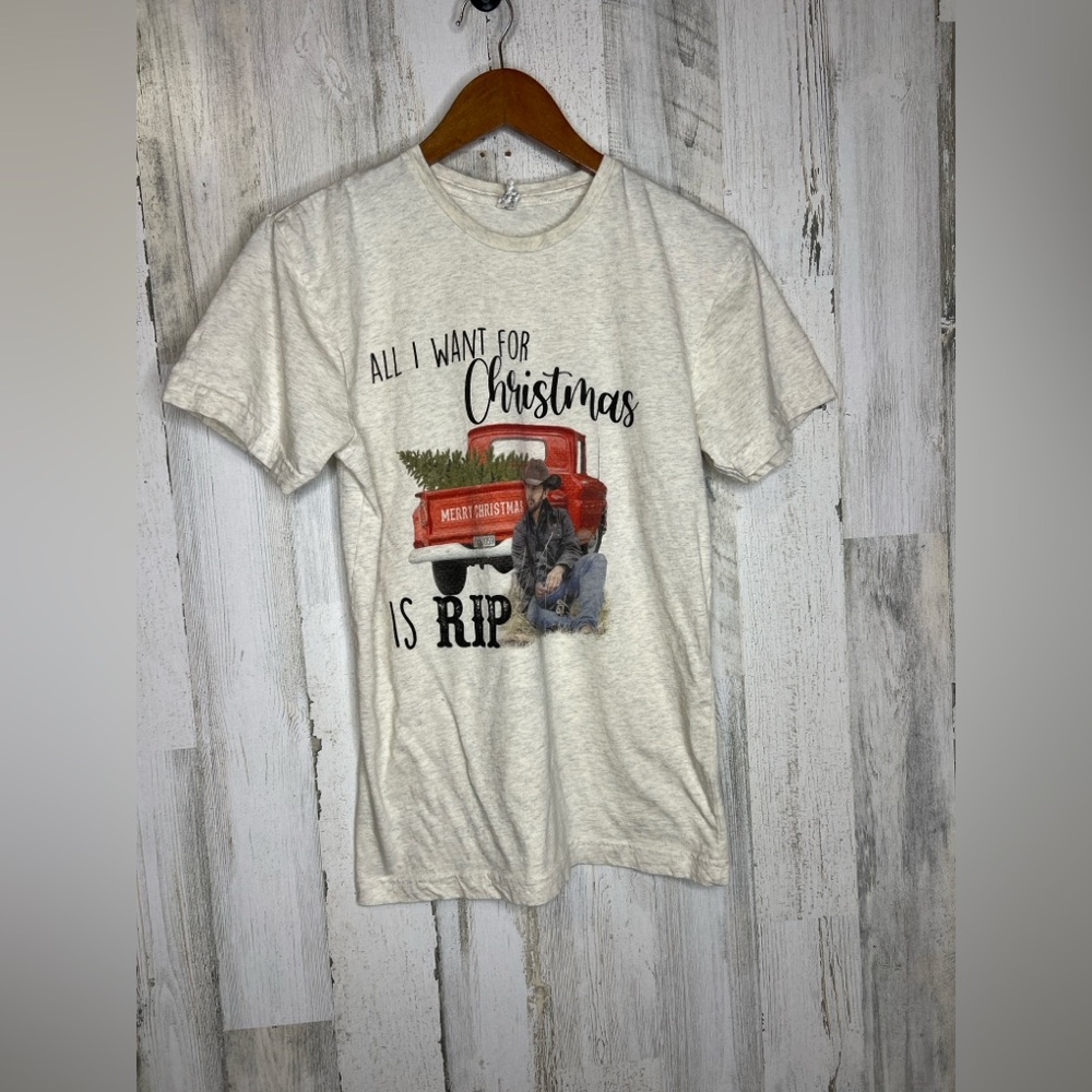LAT Women's All I Want For Christmas Is RIP Graphics Tee White Red Small
